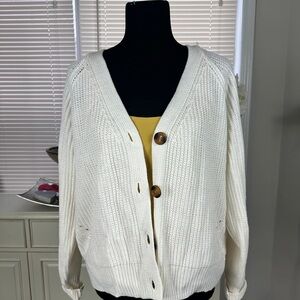 Cozy White Button-Up Sweater